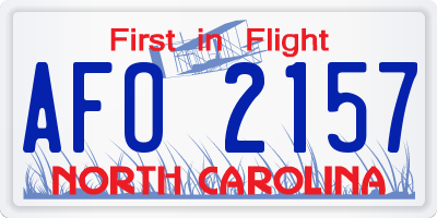 NC license plate AFO2157