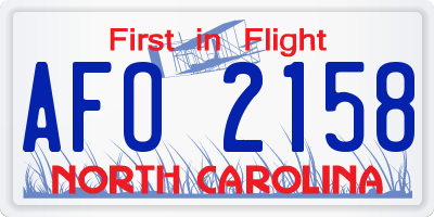 NC license plate AFO2158