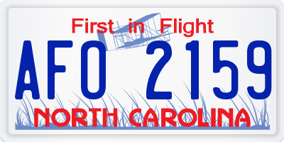 NC license plate AFO2159