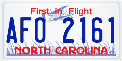 NC license plate AFO2161