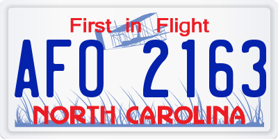 NC license plate AFO2163