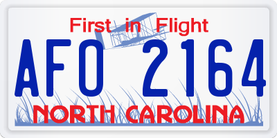 NC license plate AFO2164