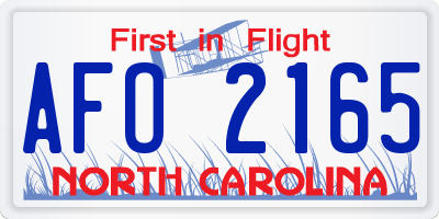 NC license plate AFO2165