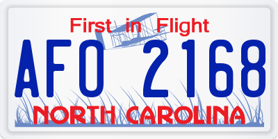 NC license plate AFO2168