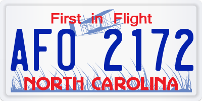 NC license plate AFO2172