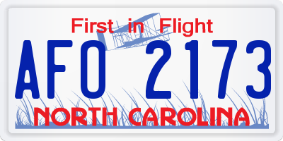 NC license plate AFO2173