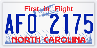 NC license plate AFO2175