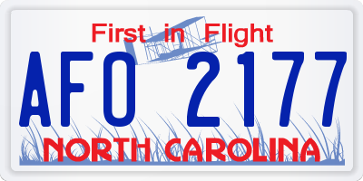 NC license plate AFO2177