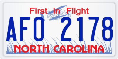 NC license plate AFO2178