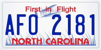 NC license plate AFO2181