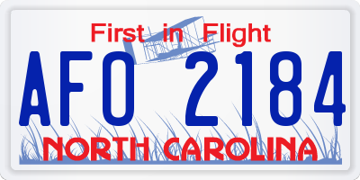 NC license plate AFO2184