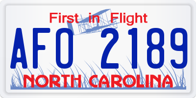 NC license plate AFO2189