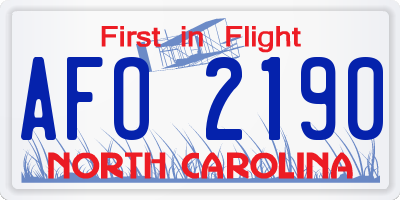 NC license plate AFO2190