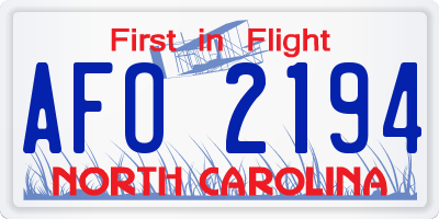 NC license plate AFO2194