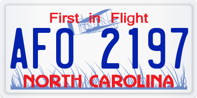 NC license plate AFO2197