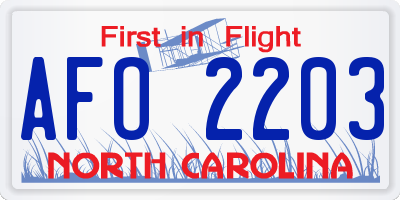 NC license plate AFO2203
