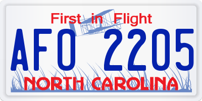 NC license plate AFO2205
