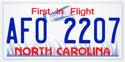 NC license plate AFO2207
