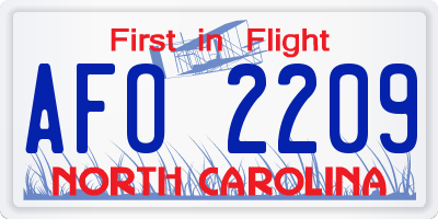 NC license plate AFO2209
