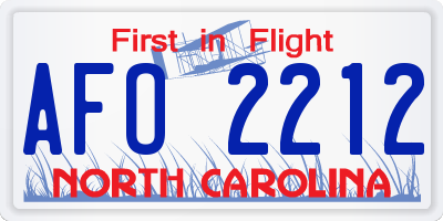 NC license plate AFO2212