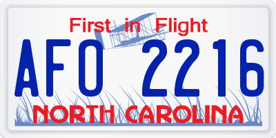 NC license plate AFO2216