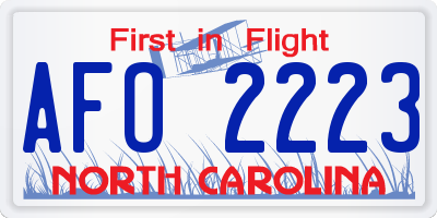 NC license plate AFO2223