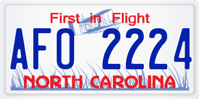 NC license plate AFO2224