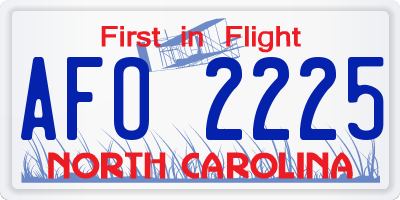 NC license plate AFO2225