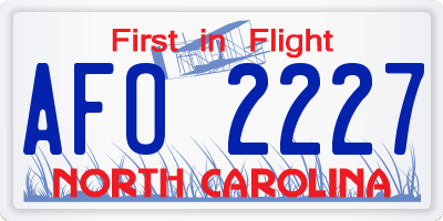 NC license plate AFO2227