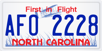 NC license plate AFO2228