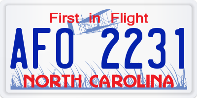 NC license plate AFO2231