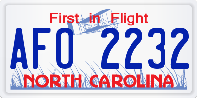 NC license plate AFO2232