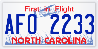 NC license plate AFO2233