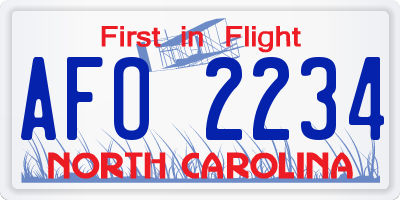NC license plate AFO2234