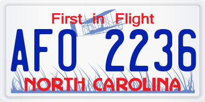 NC license plate AFO2236