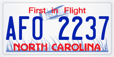 NC license plate AFO2237