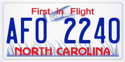 NC license plate AFO2240