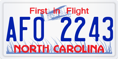 NC license plate AFO2243
