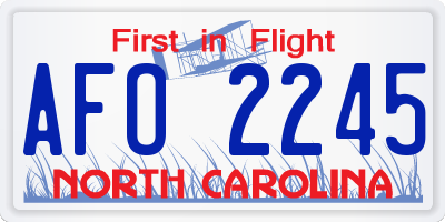 NC license plate AFO2245