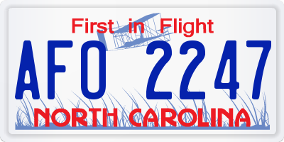 NC license plate AFO2247