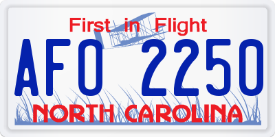 NC license plate AFO2250
