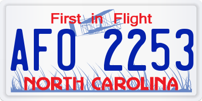 NC license plate AFO2253