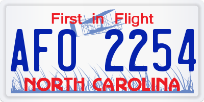 NC license plate AFO2254