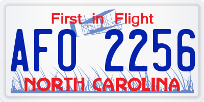 NC license plate AFO2256