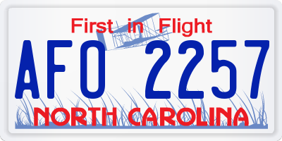 NC license plate AFO2257