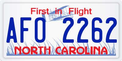 NC license plate AFO2262