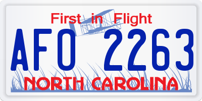 NC license plate AFO2263