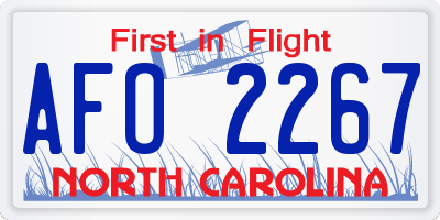 NC license plate AFO2267