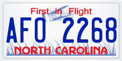 NC license plate AFO2268