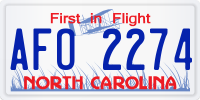 NC license plate AFO2274